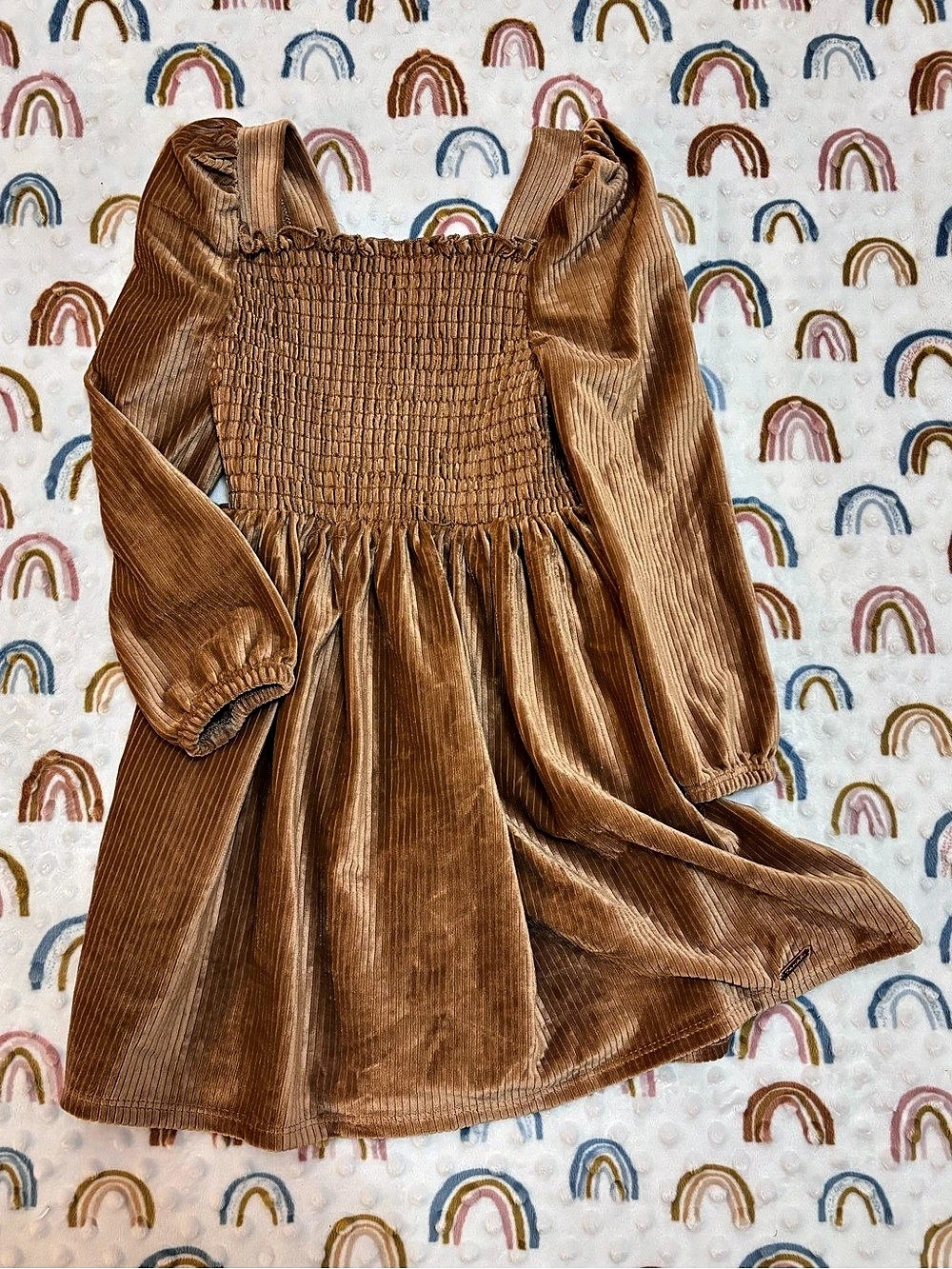 Tahari Girls Size 4 Brown Velvet Corduroy Dress Like New